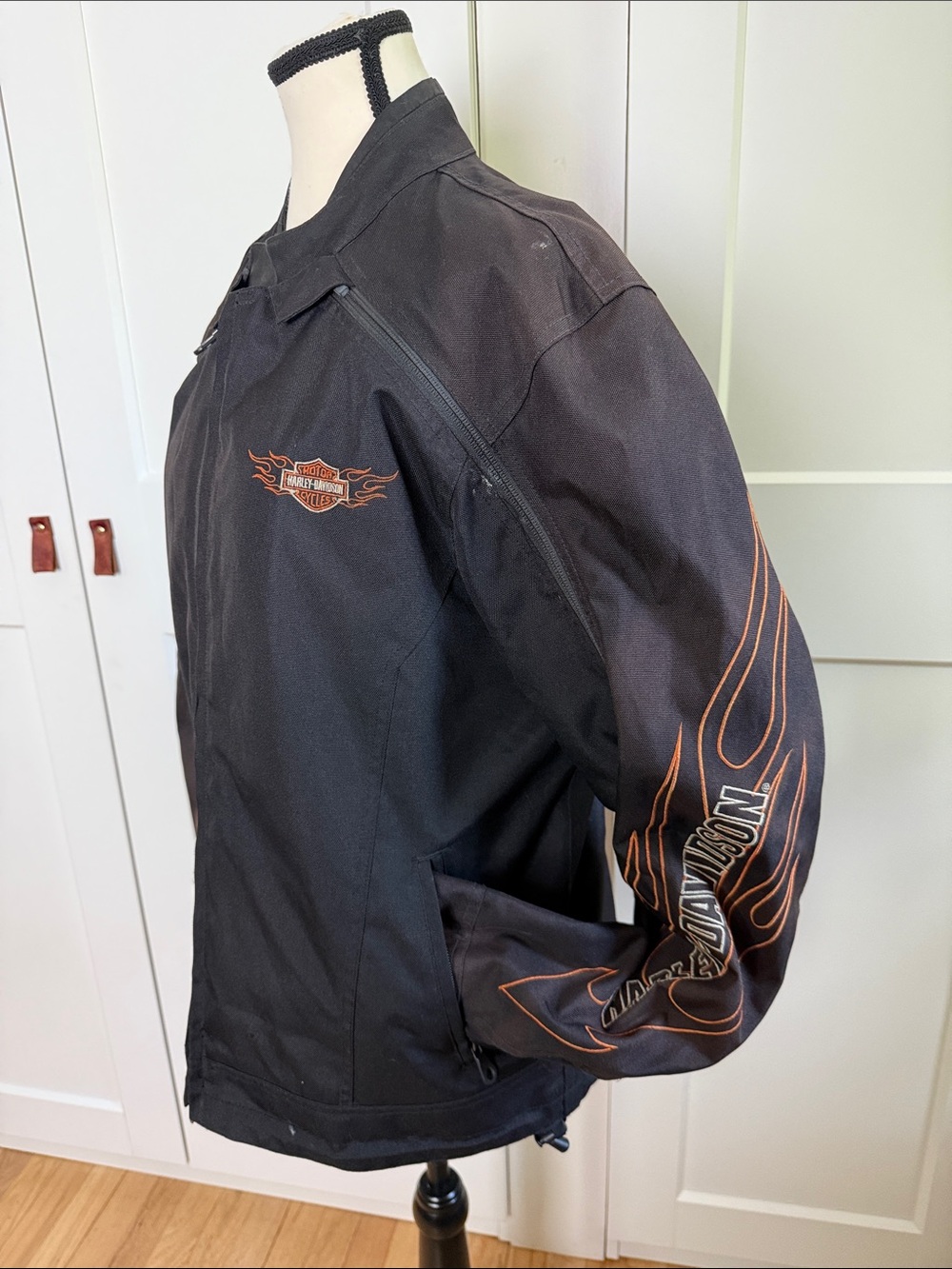 Vintage Harley Davidson Motorcycle 2 layer riding jacket Medium Flames